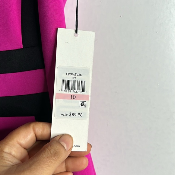 Calvin Klein color block pink black sheath dress size 10new office party - Picture 7 of 10